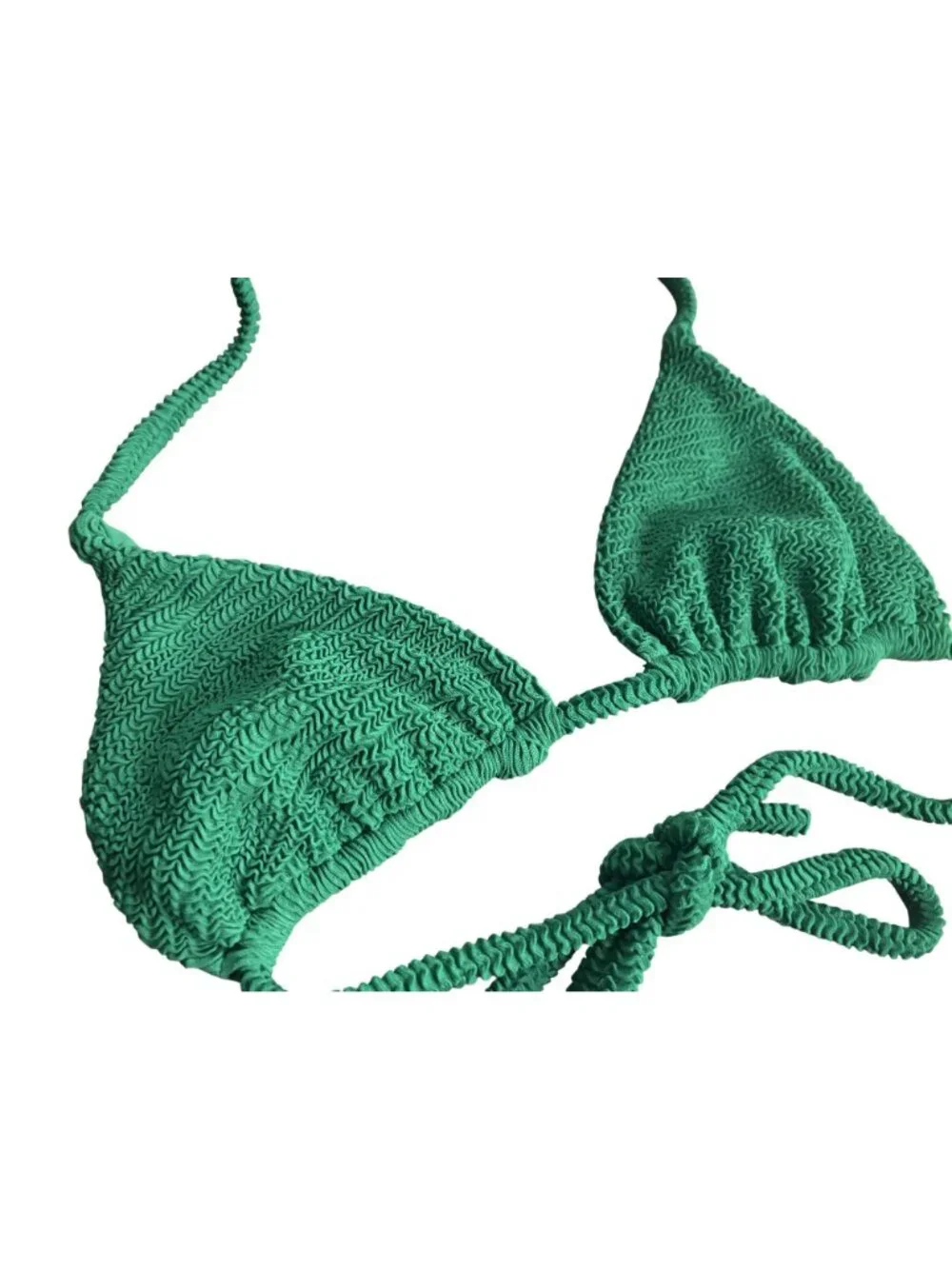 MONDAY Swimwear Palma Bikini Top in Palm Green Crinkle